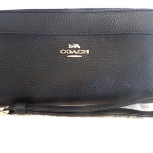 Coach F76517 Black Leather Zip Around Wallet **